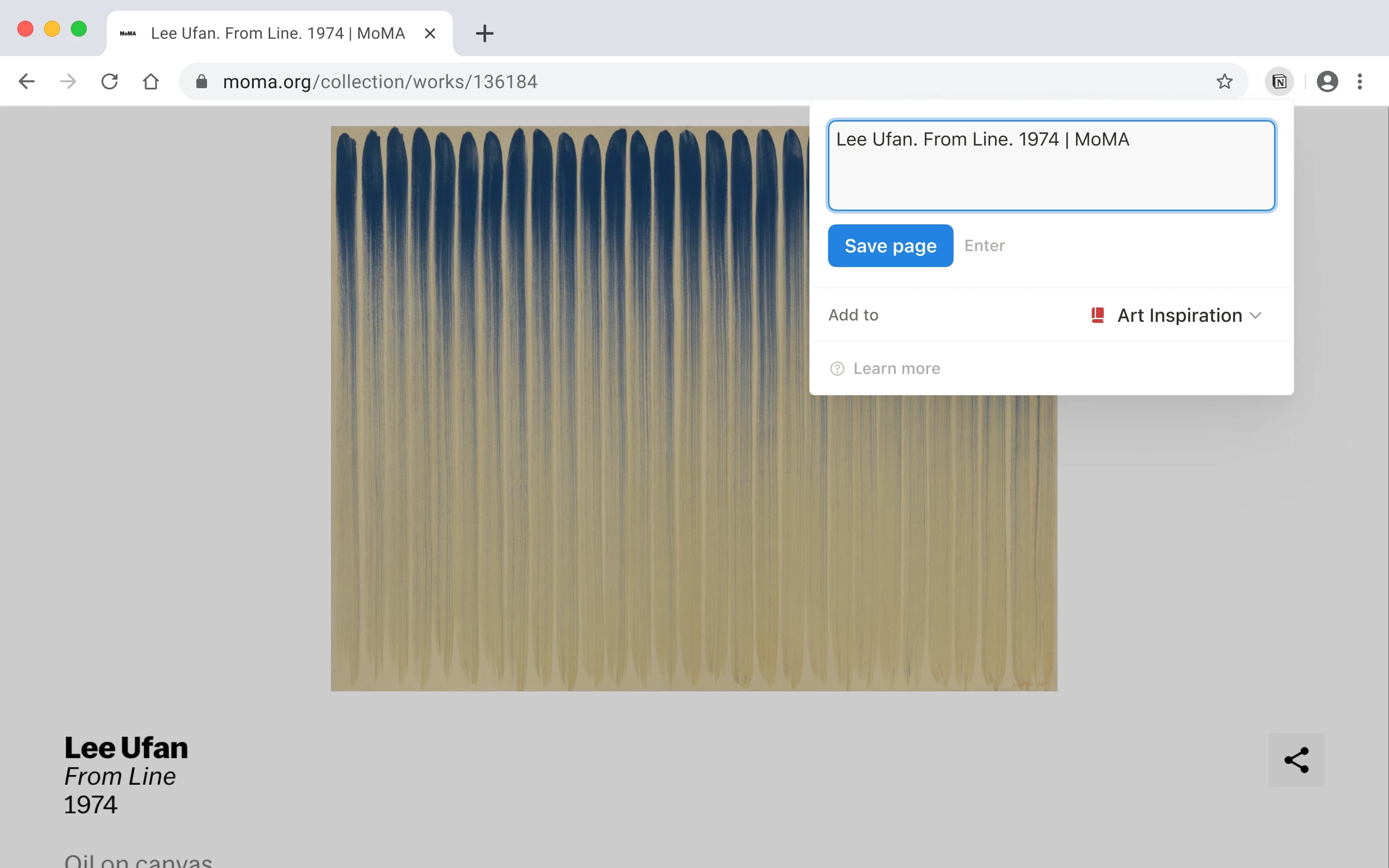 A screenshot of Notion Web Clipper on desktop