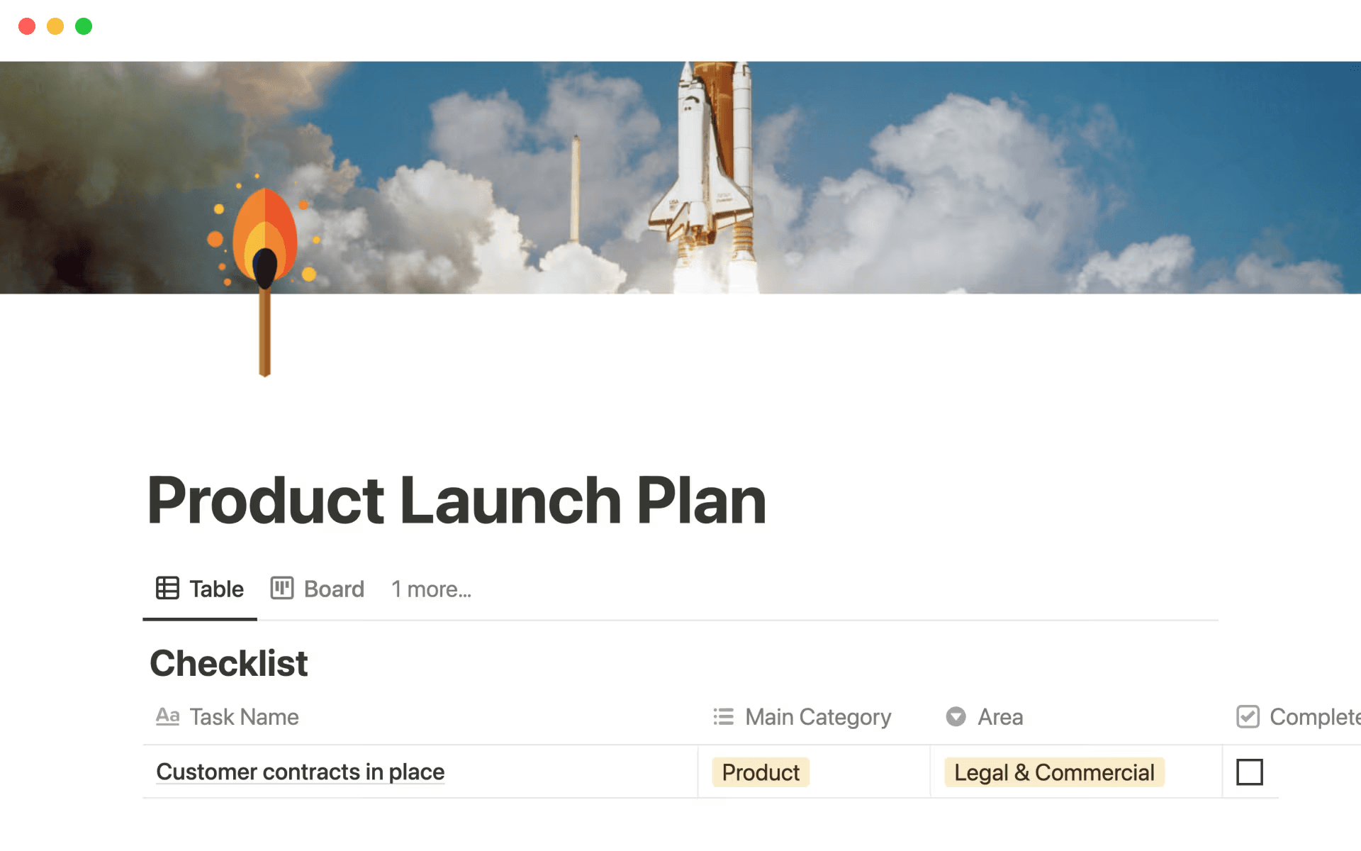 Product Launch Plan template in Notion