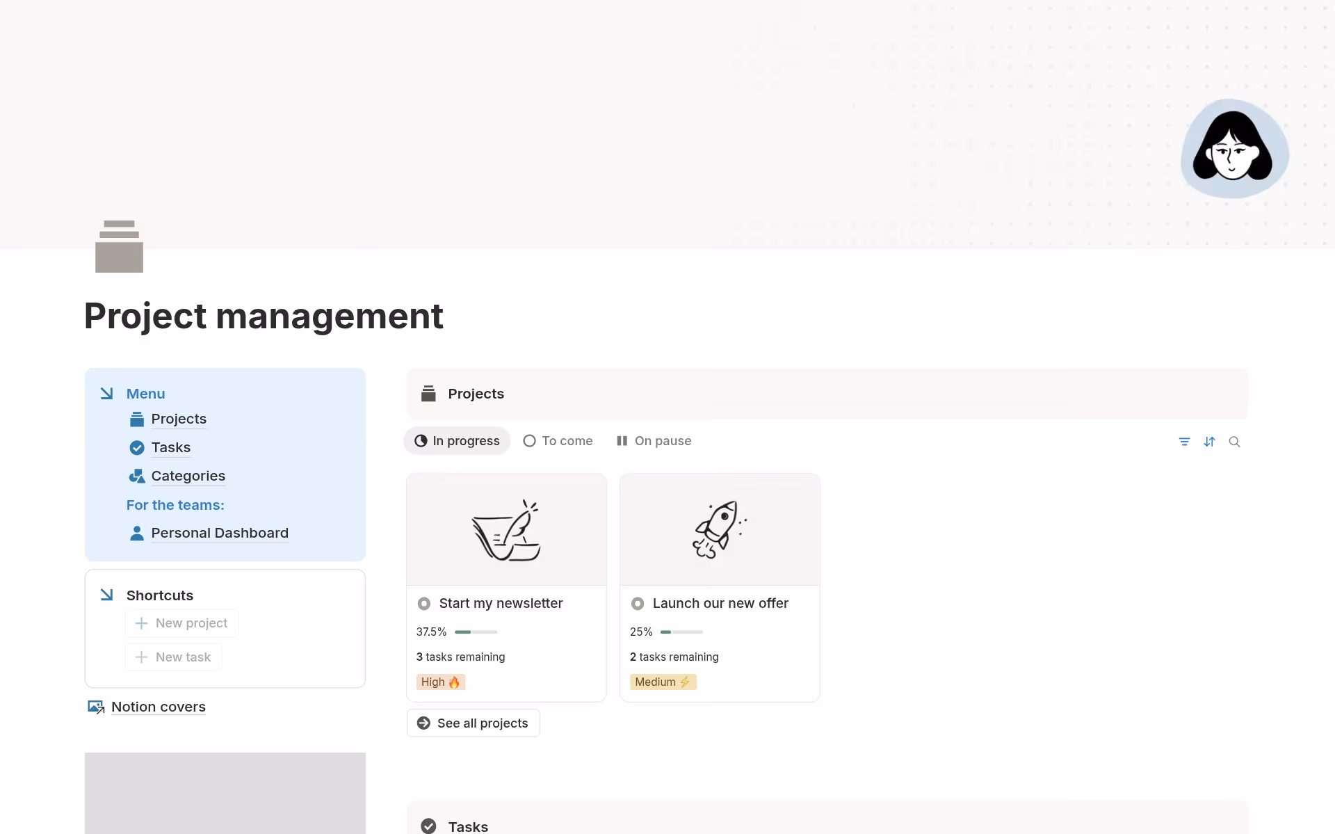 Screenshot of Build your business in Notion collection by Notion