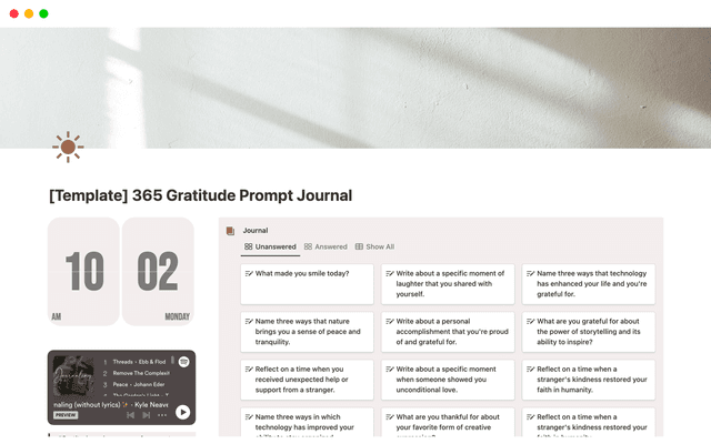 365 Day Gratitude Prompt Journal