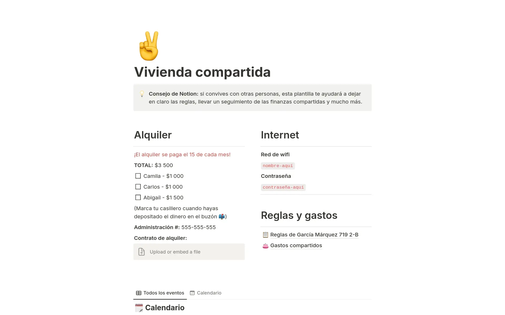 Captura de pantalla de la colección Tu rincón acogedor: gestiona la vida como compañero de cuarto con Notion de Notion